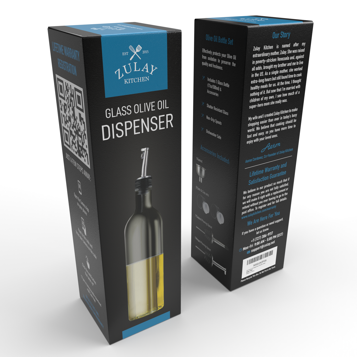 Olive Oil Dispenser Bottle16.9 oz with Accessories: Clear