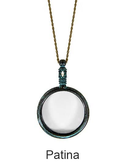 Plain 6 Times Magnifier Magnifying Glass Pendant Necklace: Antique Gold