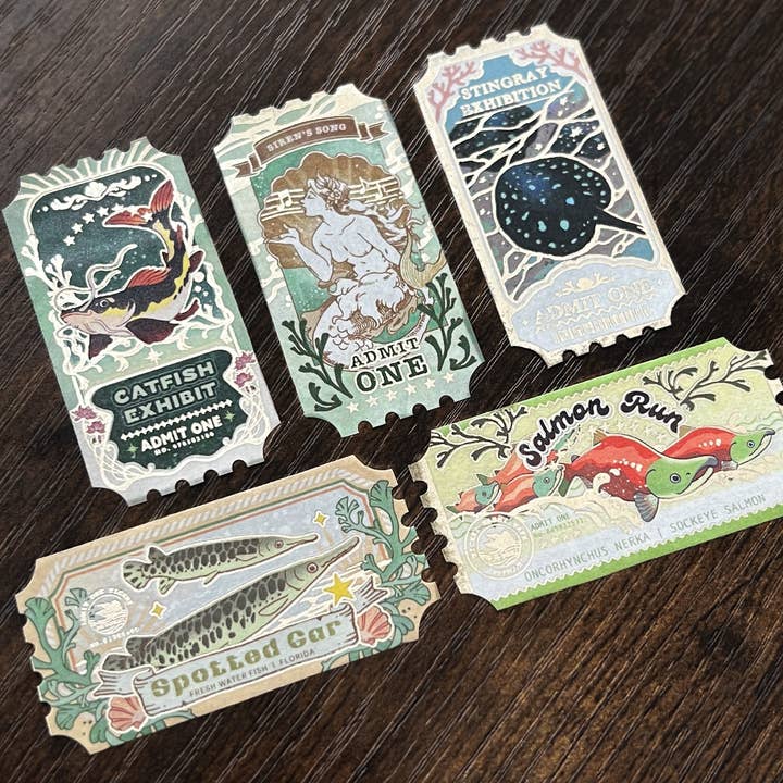 Gold Foil Fresh Water Ticket Washi Tape
