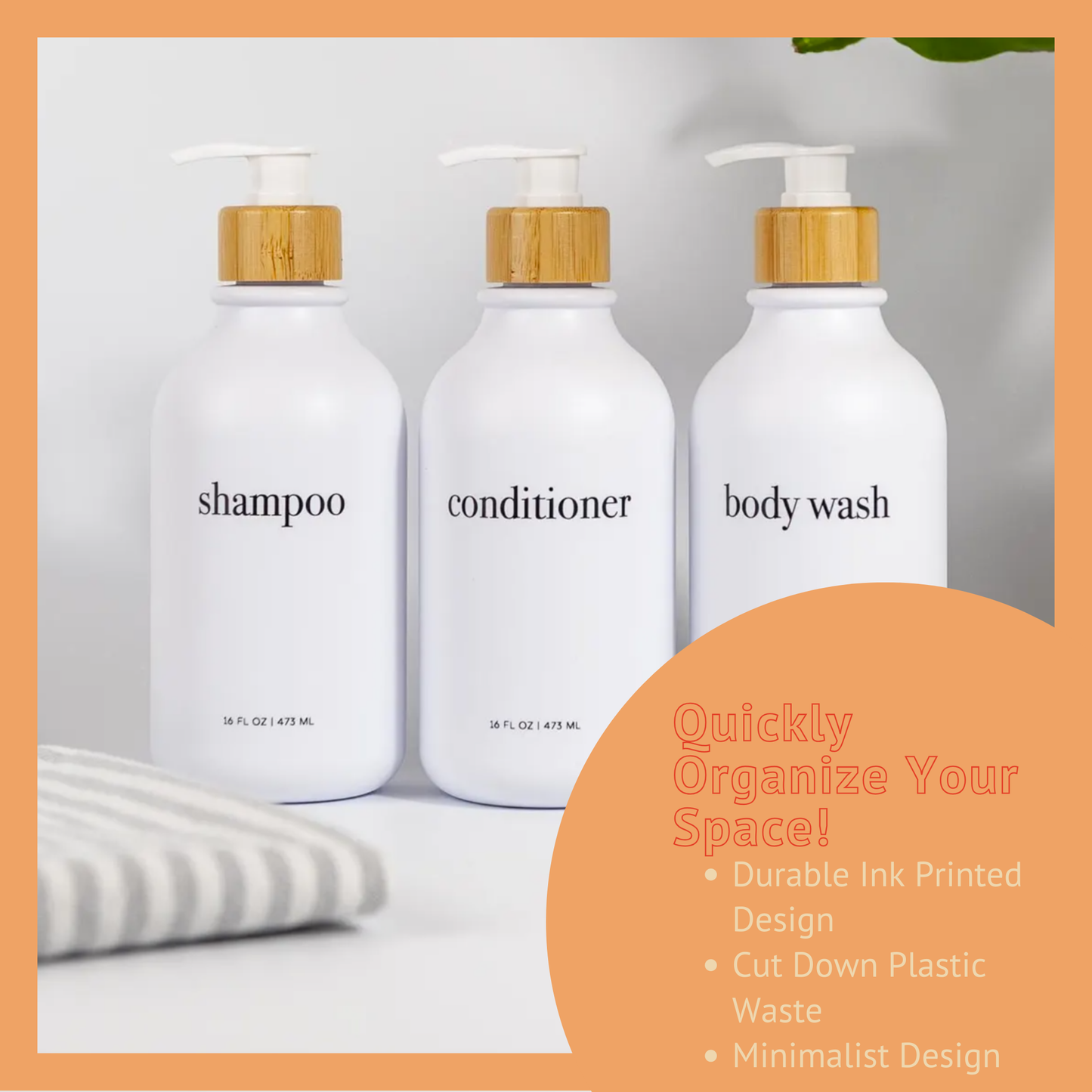 Hamptons 55 Collection | Printed Shower Sets: White Bamboo