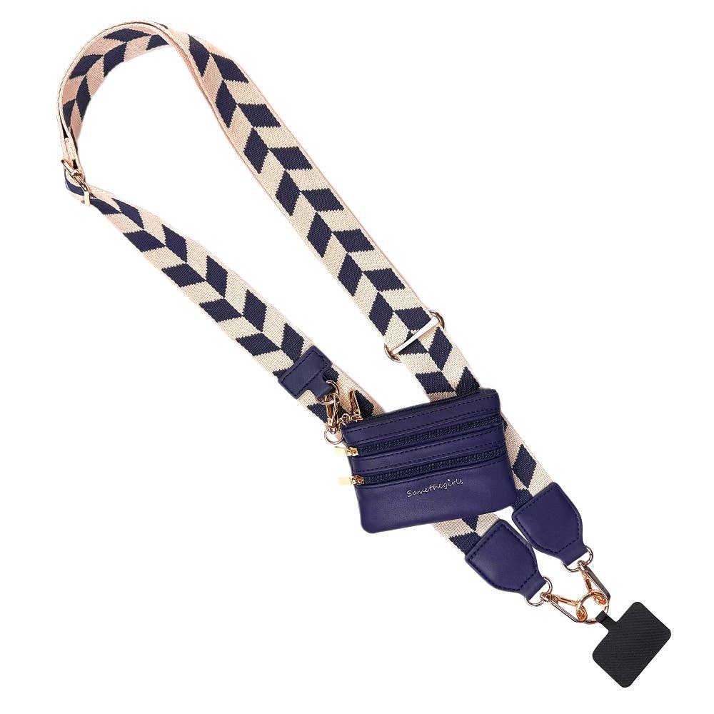 Clip & Go Strap with Zippered Pouch – Chevron Collection: Green/Cream Chevron