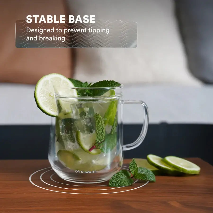 DWM-500 Double Wall Glass Mug | Clear | 17oz (500ml) | Set of 2