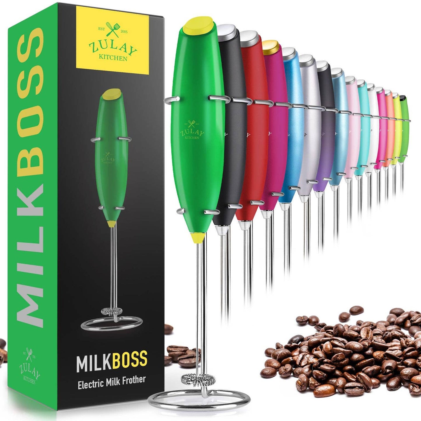 Powerful Handheld Milk Frother: Pop Green/Purple