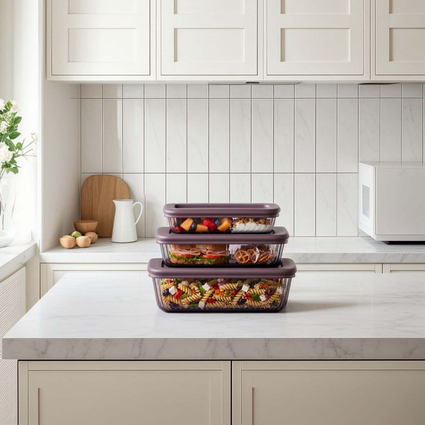 Tinted Rectangular Container Set: Purple