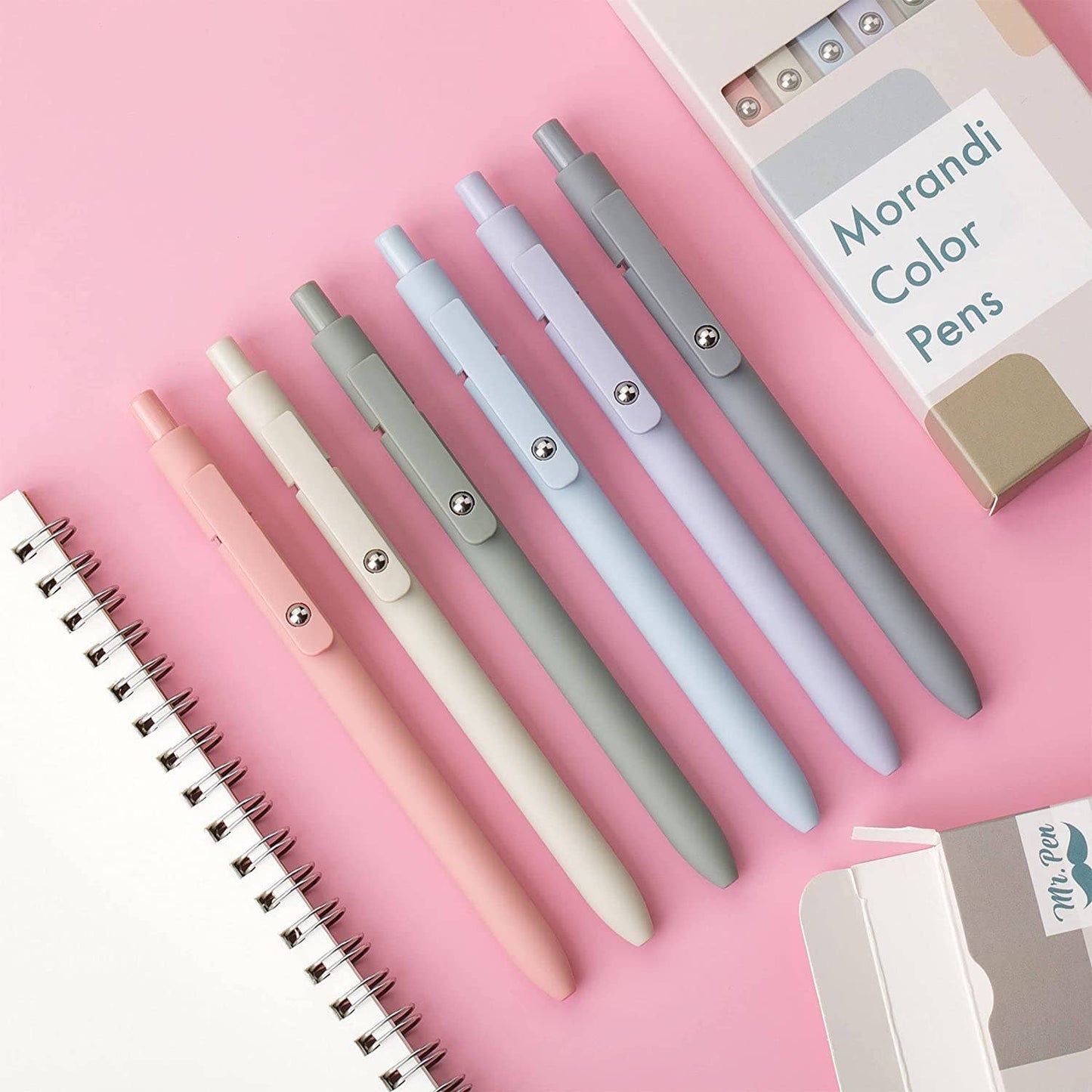Retractable Fine Point Gel Pens, 6 Pack, Morandi: 6 pack, Morandi Barrels