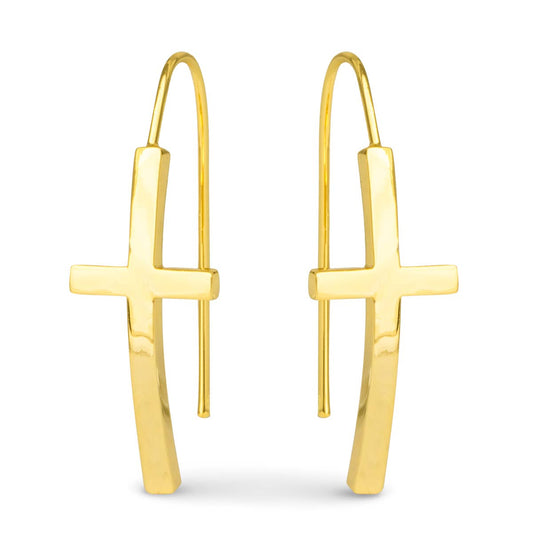 Maria Polished Cross Drops Gold - AMANDA BLU