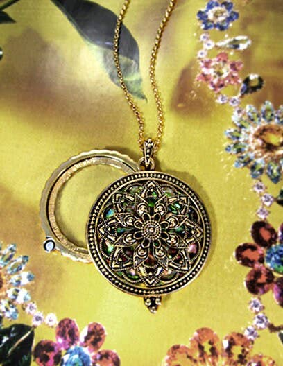 Mandala With Abalone 6 Times Magnifier Magnifying Glass: Antique Gold