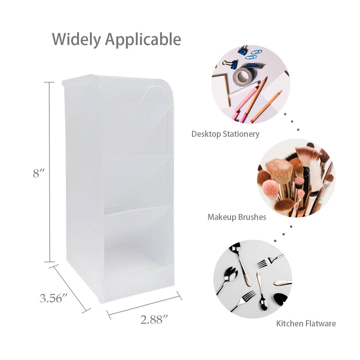 Wrapables Pen Organizer with 4 Compartments Desktop Storage: Large (2pcs) / Clear
