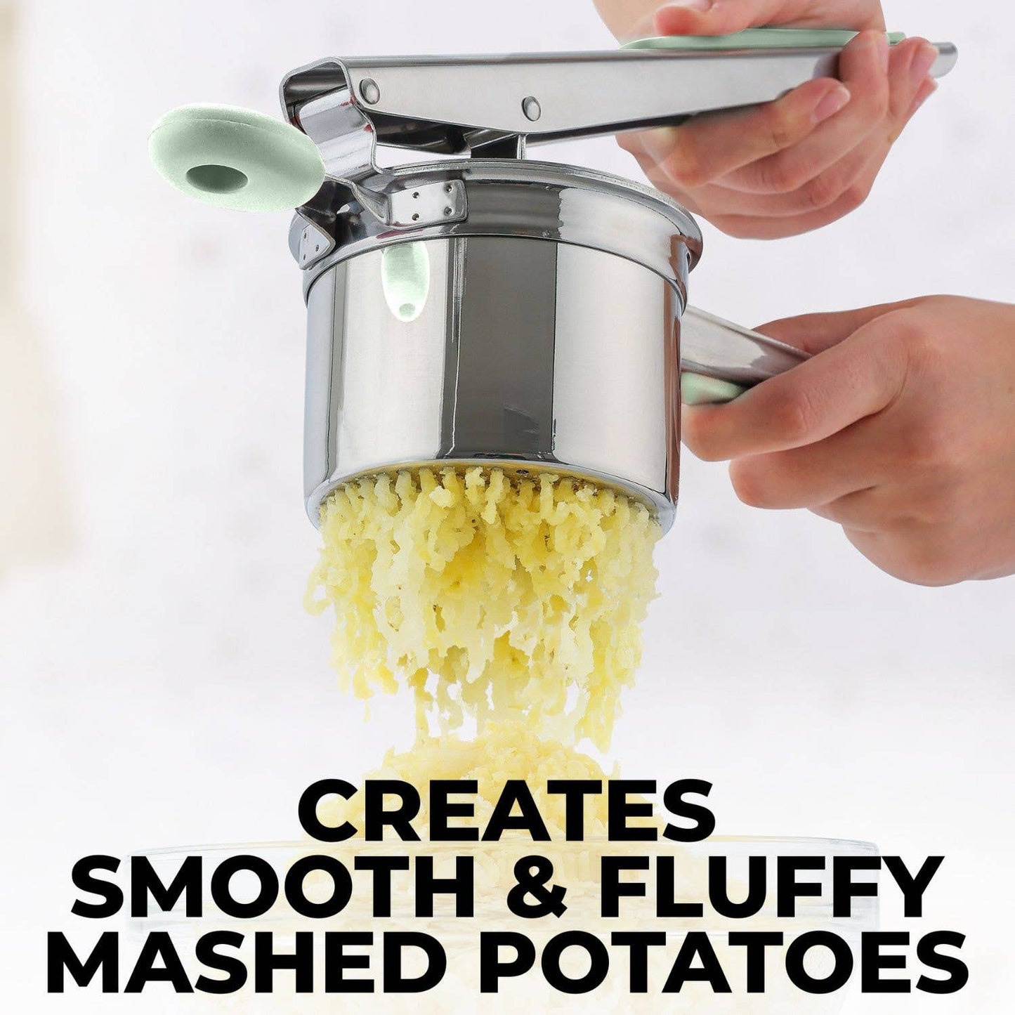 Premium Large 15oz Potato Ricer with 2 Interchangeable Discs: Silver/Black