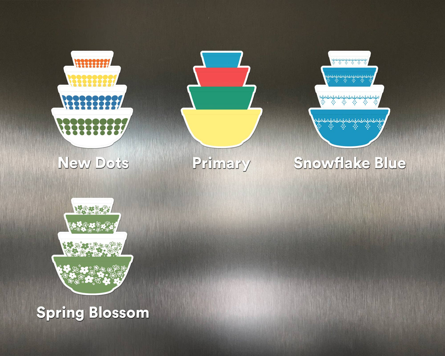 Pyrex-Inspired Bowl Stack Magnet – Retro Fridge Decor: Gooseberry