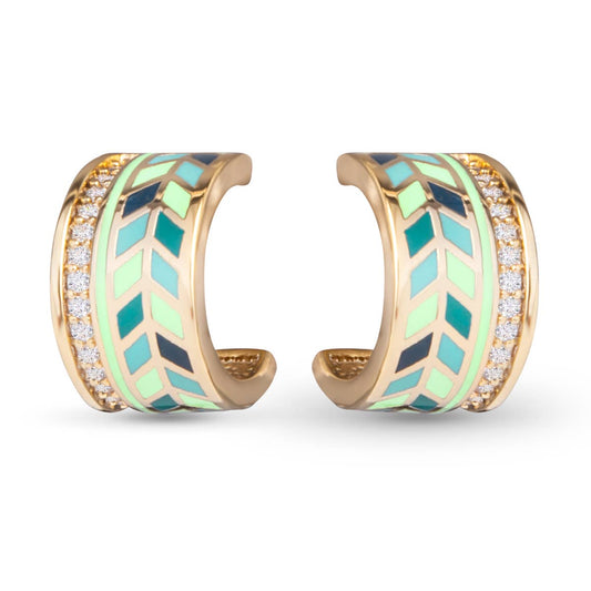Blue/Green Enamel and CZ Huggie -  Gold - AMANDA BLU AG