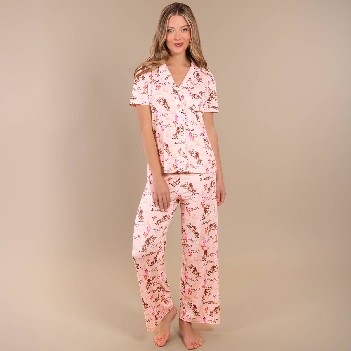 Vintage Cowgirl Pajama Pants | Retro Pink Western PJ Bottoms: XL