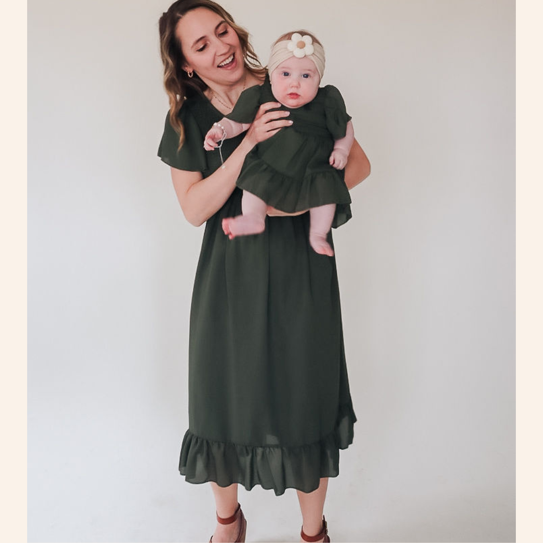 Green Chiffon Mommy & Me Dress - Infant: 6-9M