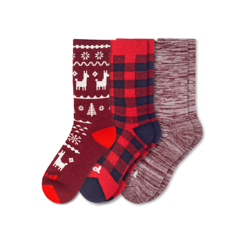 Women's Crew Pacas Socks: Charcoal & TRIBAL/Ivory & RUGBY STRIPE/Lightest Purple / Small / Medium (US: 5 - 8)