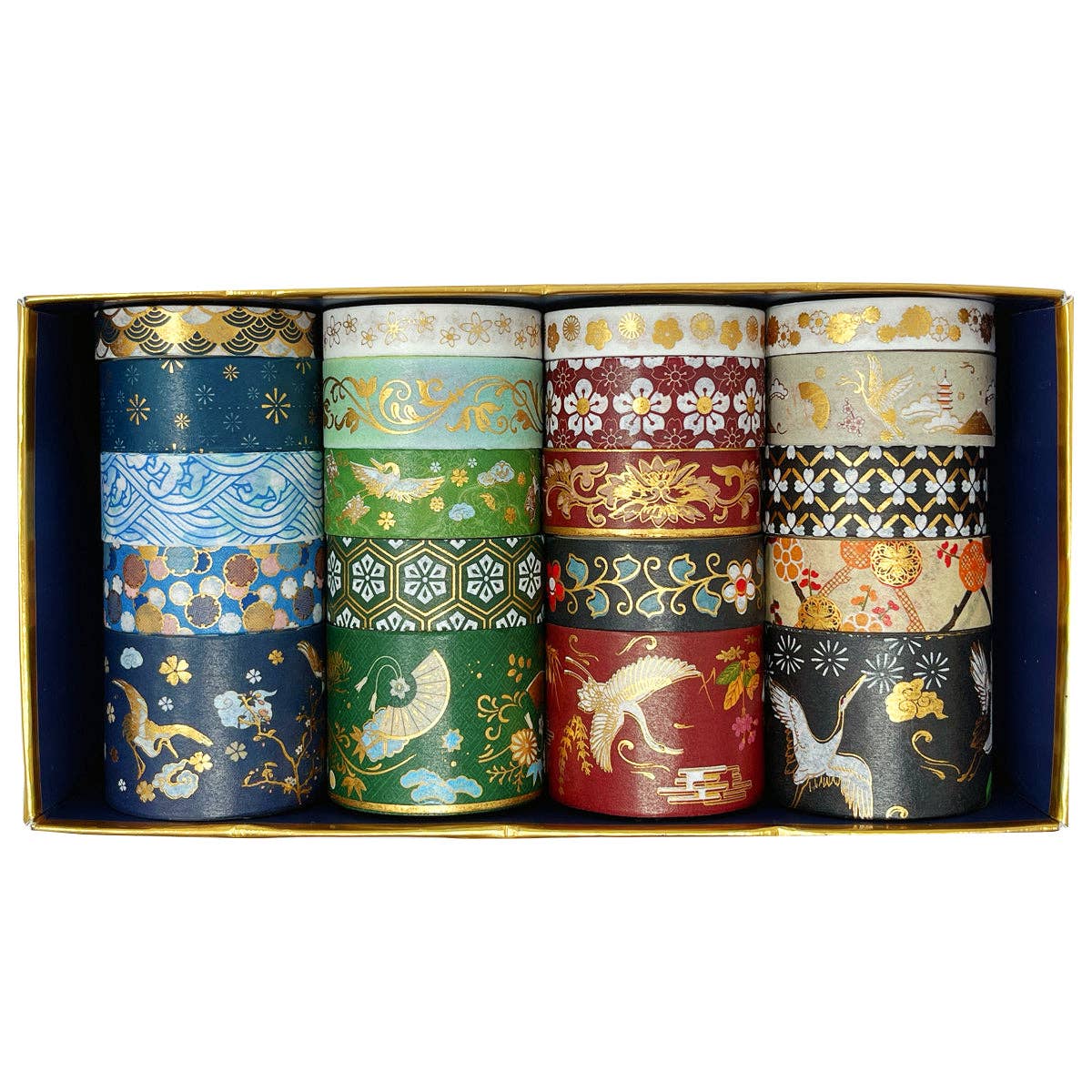 Wrapables Gold Foil Washi Tape in Gift Box Set for DIY Arts: Festive Cranes
