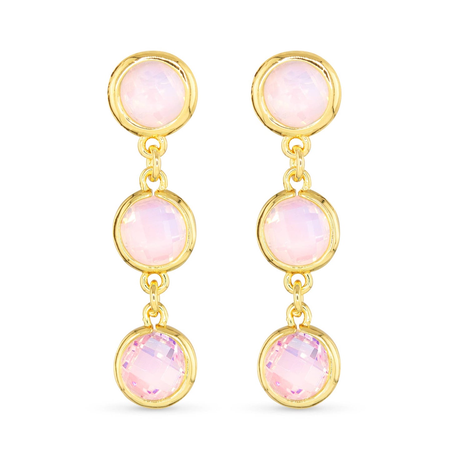 Faceted CZ Earrings | Ice Blu Collection: Milky White / Sterling Silver Dipped