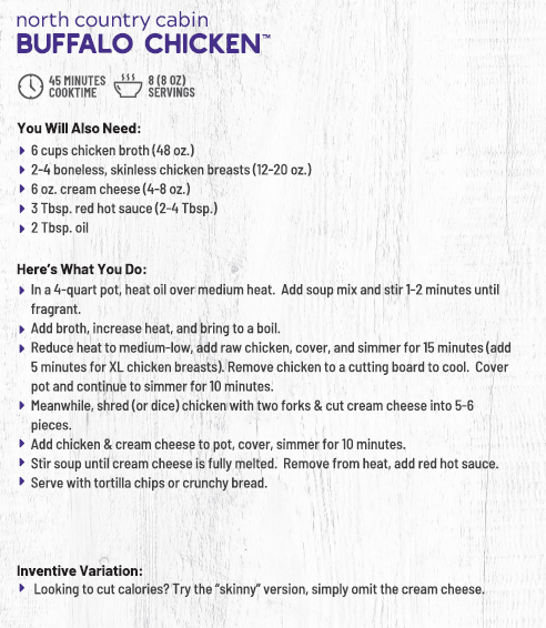 North Country Cabin Buffalo Chicken Soup Mix