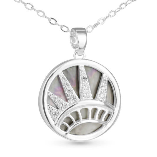Silver Mother of Pearl/CZ Liberty Crown Necklace