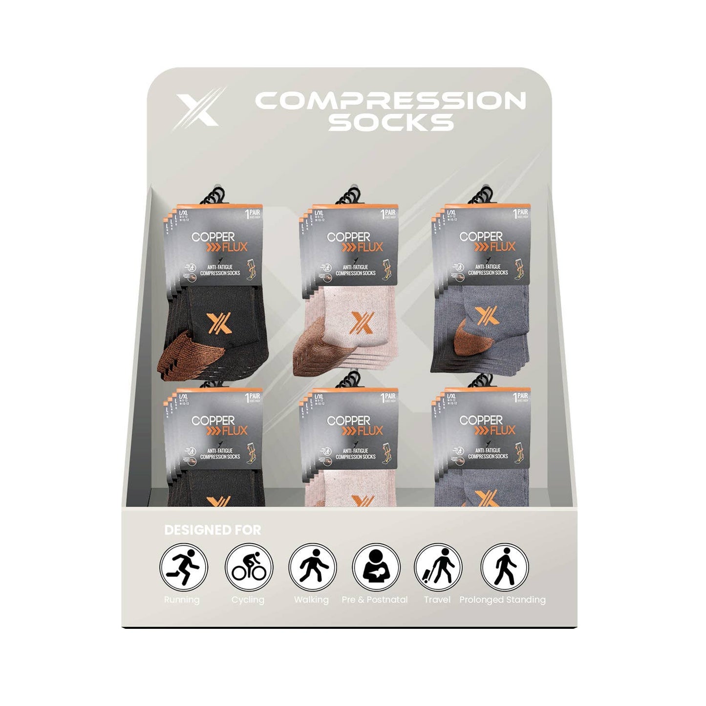 COPPER COMPRESSION SOCKS ~ ASSORTED STYLES/SIZES