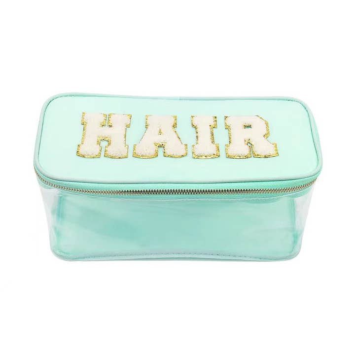 Varsity Collection Clear Hair Cosmetic Bag Chenille