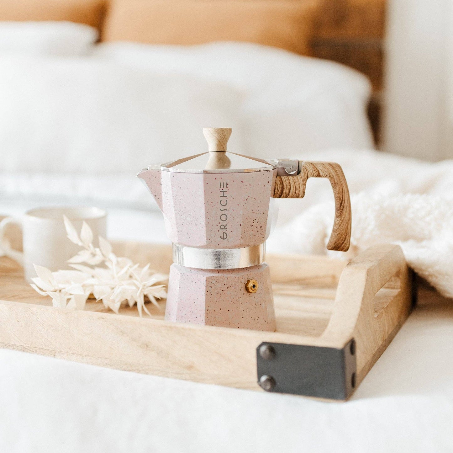 MILANO STONE Stovetop Espresso Maker  - Blush Pink: 6 cup