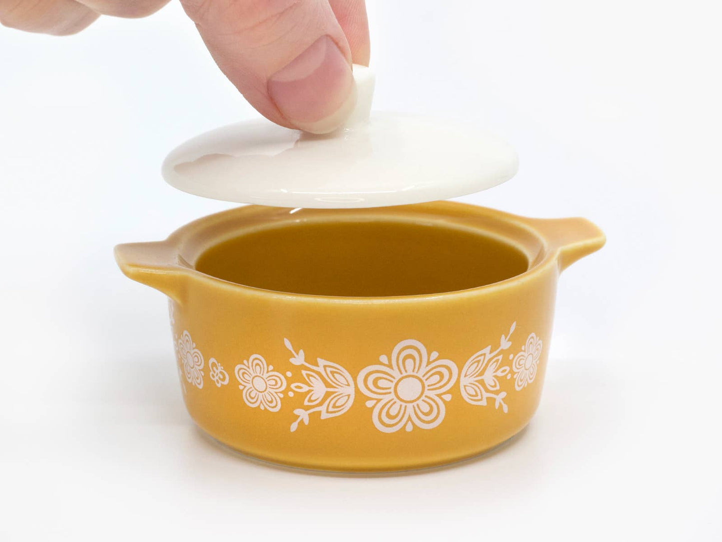 Pyrex-Inspired Butterfly Gold Casserole Ceramic Trinket Box
