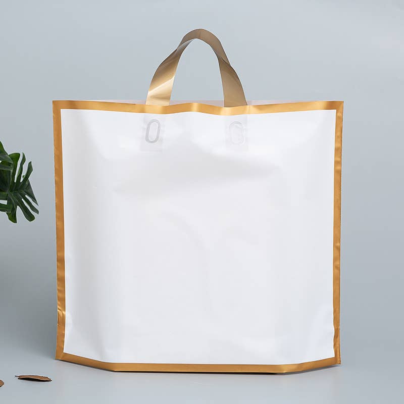 50pcs, 4 colors 12"x3"x10" frosted gold border EVA gift bag : Coffee brown