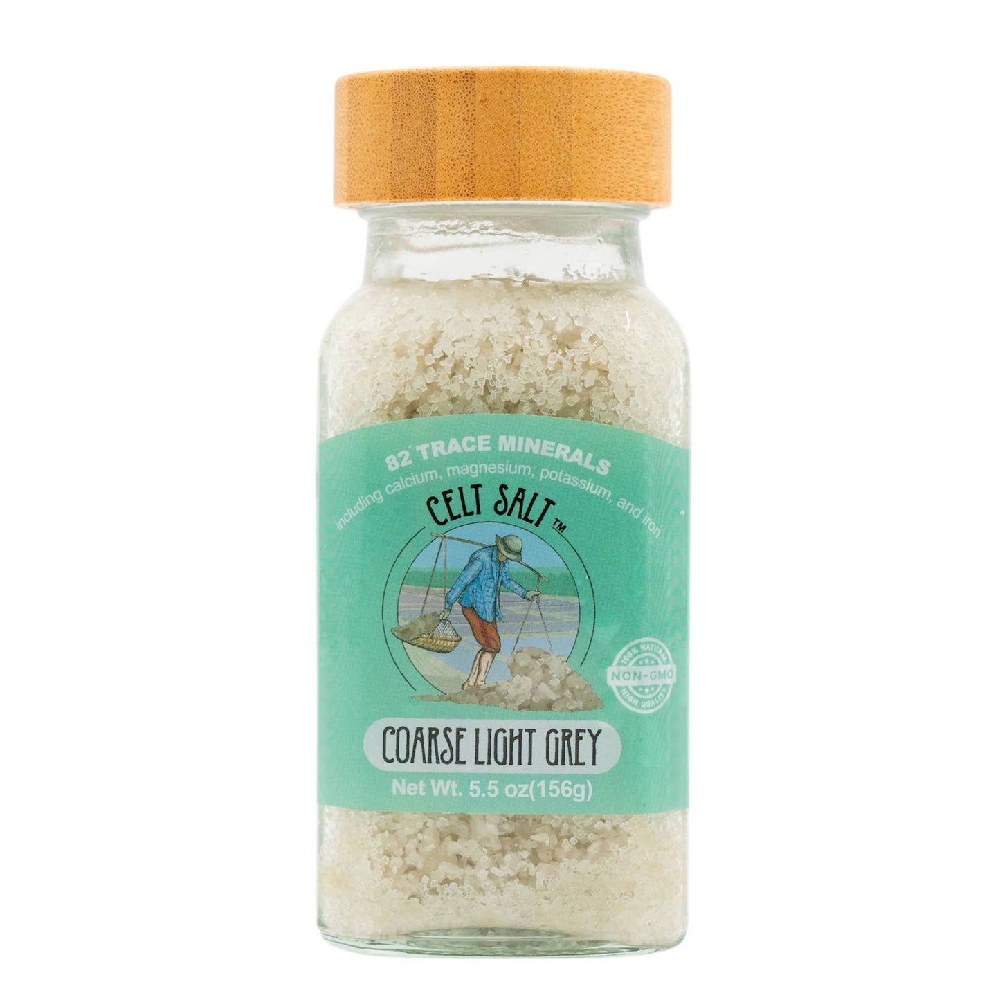 CGS Celtic Sea Salt, Coarse Light Grey 5.5 oz Glass Shaker