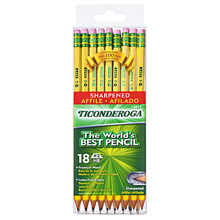 Ticonderoga Pencils, Presharpened, #2 Lead, Soft, Pack of 18