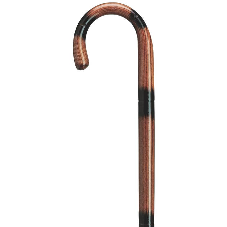 9003307 CROOK HANDLE STEPPED AND SCORCHED WALNUT CANE