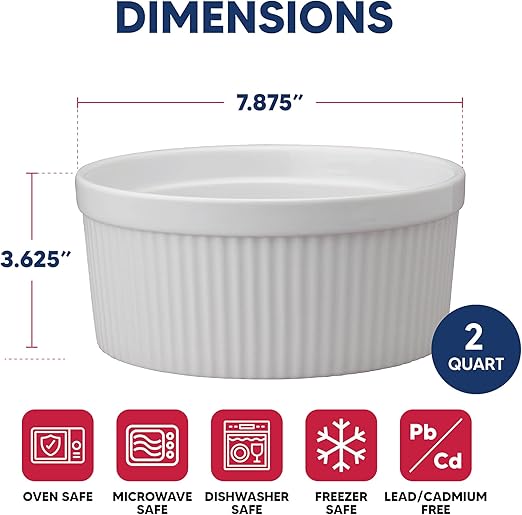 SOUFFLE, 2 QT, L 8.75" X W 8.75" ROUND