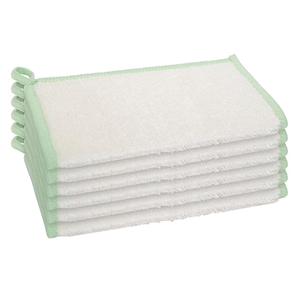 Oggi Set of 6 Bamboo Kitchen Cloths - White/Sage