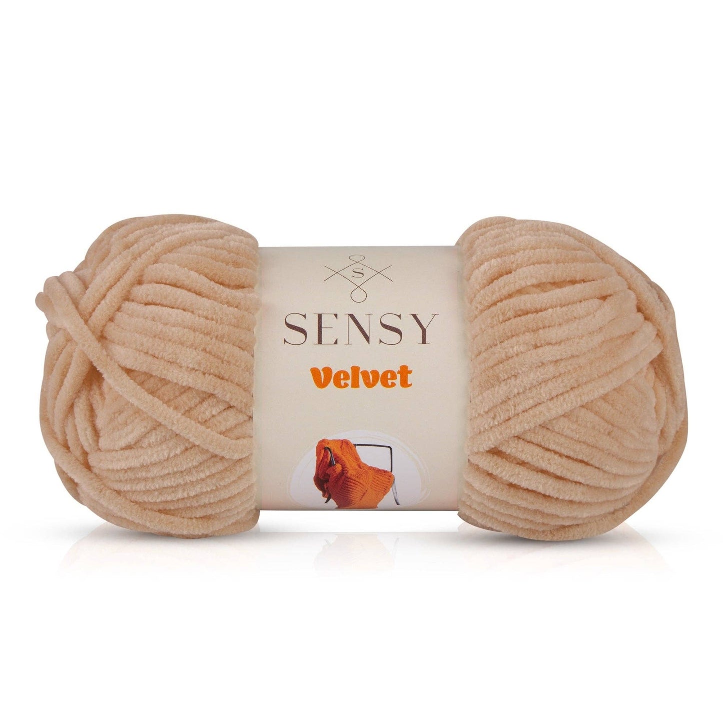 Sensy Velvet Yarn, Blanket Yarn, 3.5 oz, 132 Yards, Gauge 5 Bulky: Beige / 1 Skein