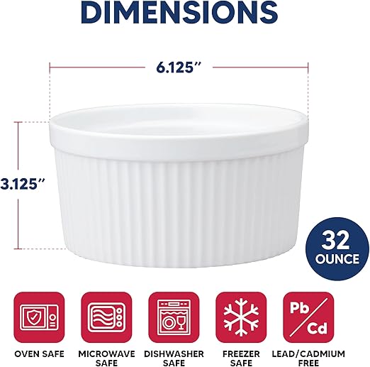 SOUFFLE, 1 QT, L 7" X W 7" ROUND