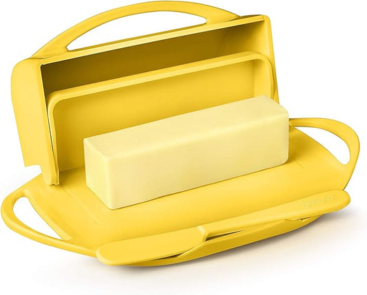Butterie Flip-Top Butter Dish with Matching Spreader (Yellow)