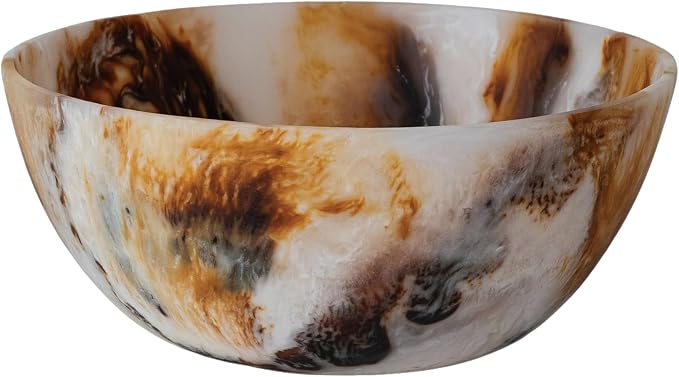 Round Marbled Resin Decorative Bowl - Brown and Cream
