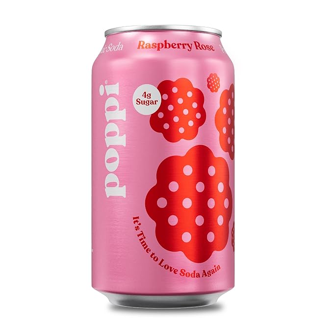 Poppi Raspberry Rose Prebiotic Soda, 12 Fl Oz