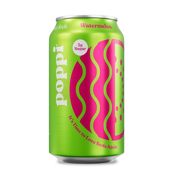 Poppi Prebiotic Soda For A Health Gut, Watermelon, Kosher, Gluten Free & Non-GMO, 12 Fluid Ounce