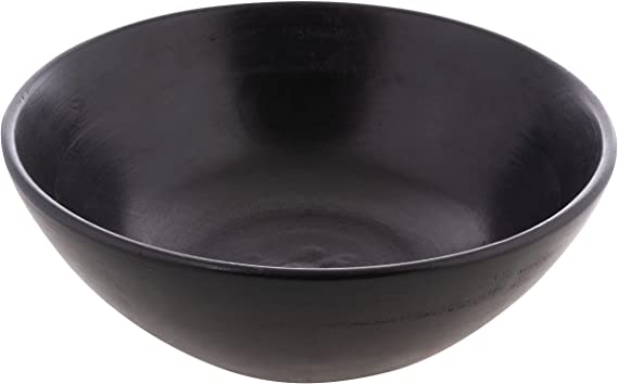 BLACK WOODEN SALAD BOWL LARGE