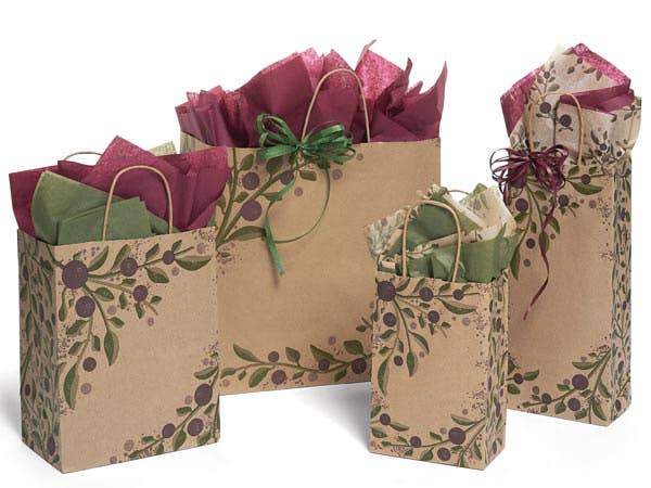 Tuscan Harvest Kraft Paper Retail Gift Bags: 25 Pack / Filly 13x7x13"