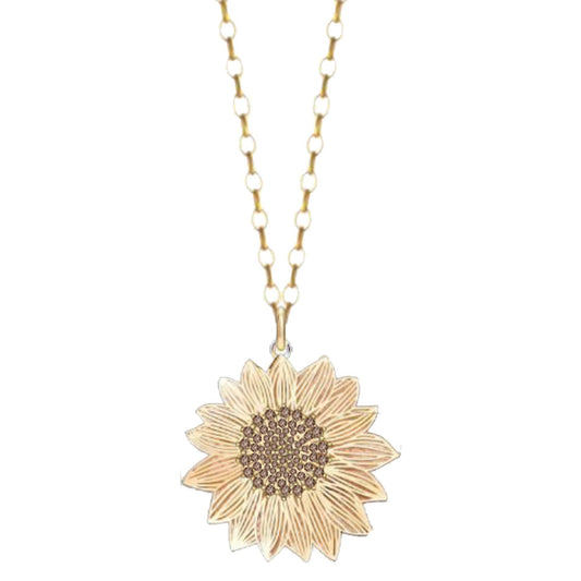 Gold CZ Sunflower Necklace - AMANDA BLU
