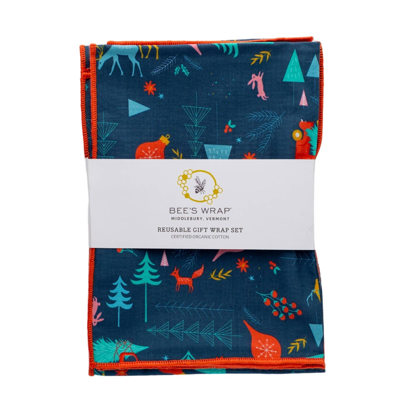 Reusable Fabric Gift Wrap, Winter Wonderland, Organic Cotton