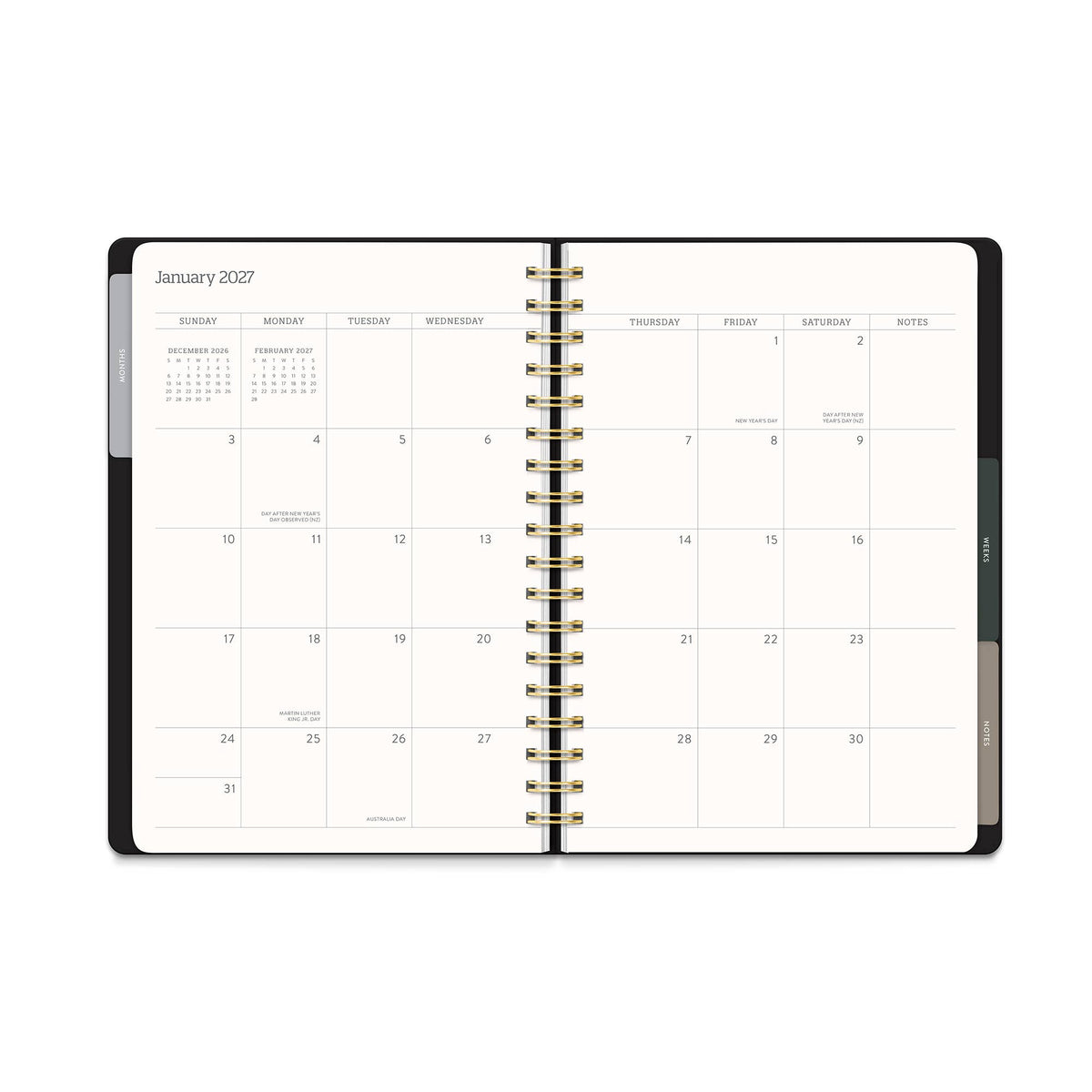 2027 Black Tri-Tab Planner