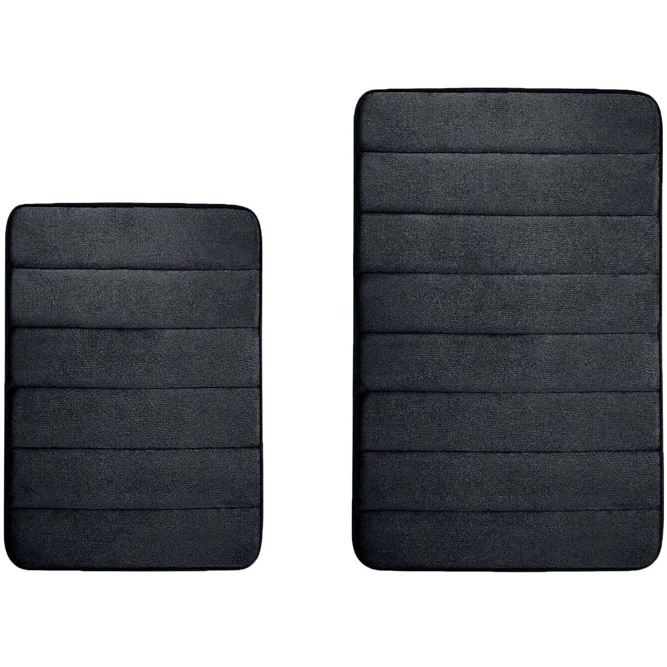 2 Pieces Memory Foam Bath Mat: Navy