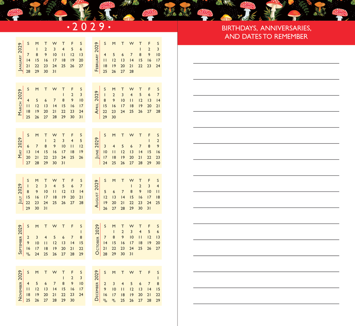 2027-28 Mushrooms 2-Year Pocket Planner