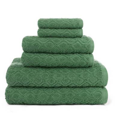 Kingsboro 6 Piece Luxury Towel Set: Green / 100% Cotton / 610
