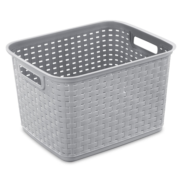 Weave Basket Tall Cement