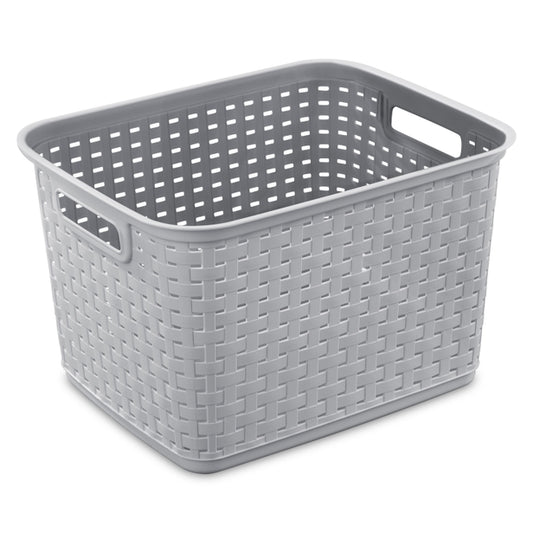 Weave Basket Tall Cement