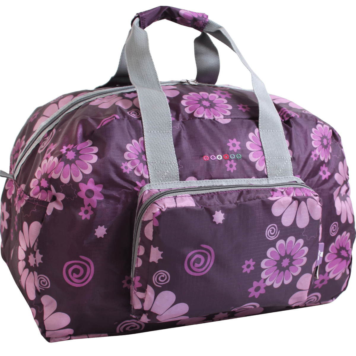 Buena Foldable Duffle Bag: PURPLE FLOWER