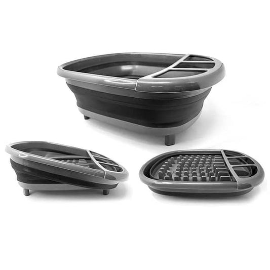 7504 COLLAPSIBLE DISH DRYING RACK, BLACK & GRAY